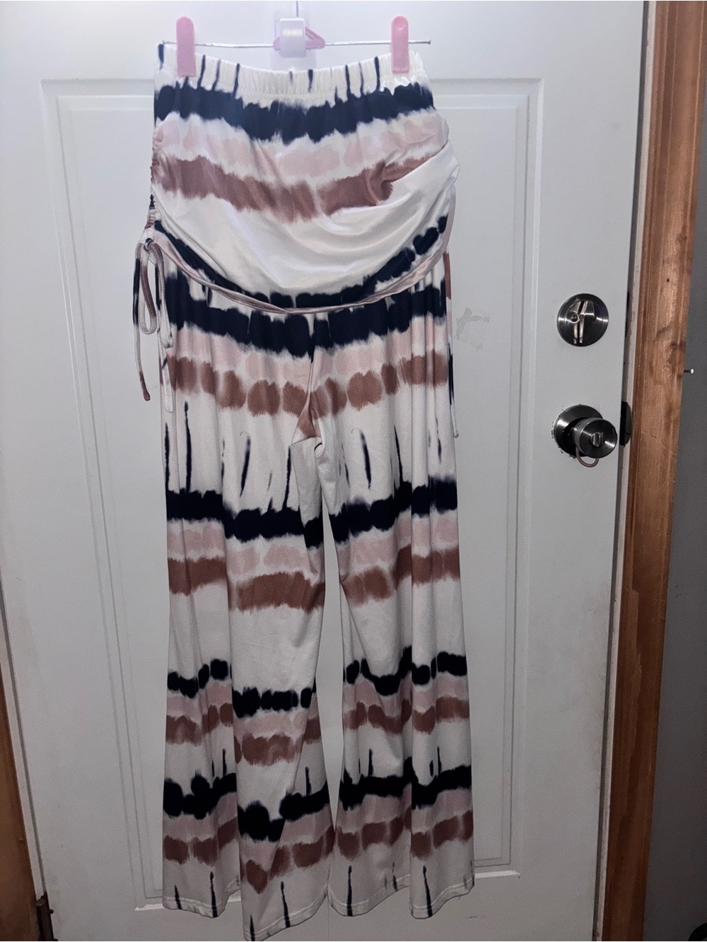 Tie-Dye Tube Top Wide-Leg Jumpsuit - White, Pink & Taupe